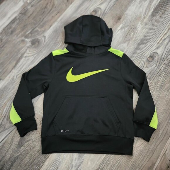 Nike Dri-FIT Black & Neon Yellow Hoodie. Therma Fit Pants youth Boys size small - Picture 3 of 16